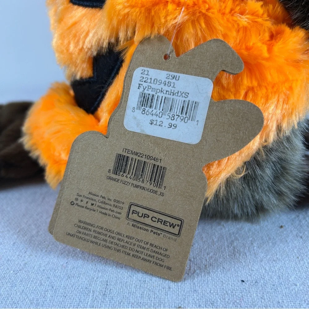 Pumpkin Halloween Costume for Small Dog Fuzzy Orange Hoodie